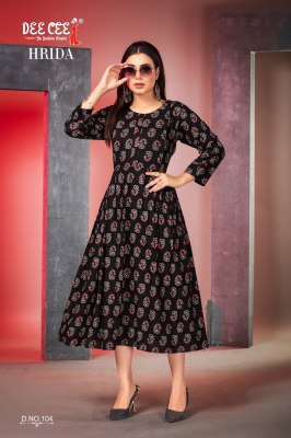 Hrida by Deecee reyon printed side plated long feeding kurti catalogue at affordable rate  kurtis catalogs