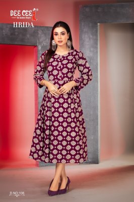 Hrida by Deecee reyon printed side plated long feeding kurti catalogue at affordable rate  kurtis catalogs