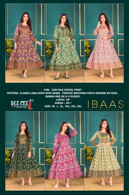 IBAAS by Deecee Zari Silk Flared Long Digital Printed Kurti catalogue at low price  kurtis catalogs