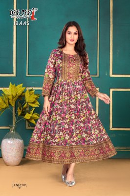 IBAAS by Deecee Zari Silk Flared Long Digital Printed Kurti catalogue at low price  kurtis catalogs