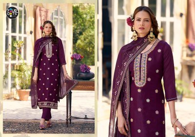 IBADAT by Fourdots Crush Silk With Heavy Work Unstitched suit collection in affordable rate Fancy Palazzo suit catalogue