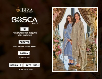 IBIZA by Bosco vol 3 exclusive pure lawn cotton unstitched dress material catalogue salwar kameez catalogs