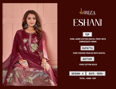 IBIZA by Ishani pure jam cotton digital printed embroidered unstitched salwar suit catalogue at wholesale price  salwar kameez catalogs