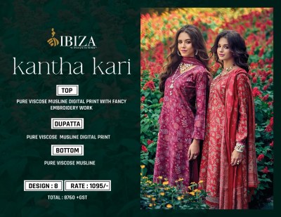 IBIZA by Kantha kari pure musalin digital print embroidered salwar kameez catalogue at affordable rate  salwar kameez catalogs