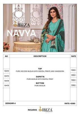 IBIZA present Navya pure viscose degital printed handwork unstitched dress material catalogue  salwar kameez catalogs