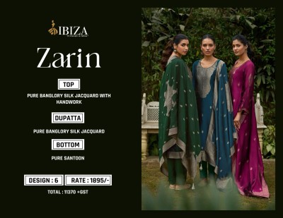 IBZIA present Zarin pure banglory silk jacquard with handwork unstitched salwar kameez catalogue at affordable rate  salwar kameez catalogs