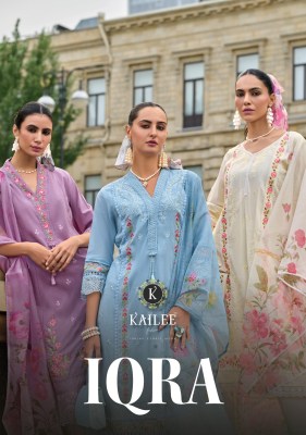 IQRA by Kailee fashion Pure cotton thread work kurti pant and dupatta catalogue at low rate Kailee fashion