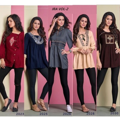 IRA vol 2 by Vardan designer Trendy short flared top catalogue  western wear catalogs