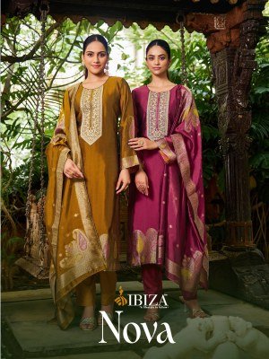 Ibiza Nova Unstitched Suit  Pure Banglory Silk Jacquard with Embroidered Top  Dupatta And Santoon Bottom Wholesale wholesale catalogs