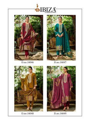 Ibiza Nova Unstitched Suit  Pure Banglory Silk Jacquard with Embroidered Top  Dupatta And Santoon Bottom Wholesale dress material catalogs