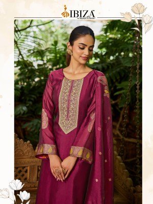 Ibiza Nova Unstitched Suit  Pure Banglory Silk Jacquard with Embroidered Top  Dupatta And Santoon Bottom Wholesale dress material catalogs