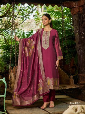 Ibiza Nova Unstitched Suit  Pure Banglory Silk Jacquard with Embroidered Top  Dupatta And Santoon Bottom Wholesale dress material catalogs