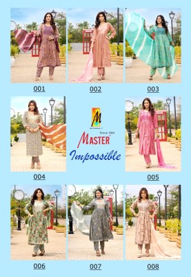 Impossible by master reyon foil print designer kurti pant and dupatta catalogue at affordable rate kurti pant with dupatta Catalogs