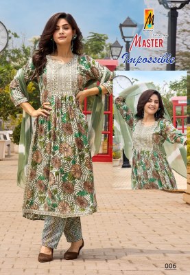 Impossible by master reyon foil print designer kurti pant and dupatta catalogue at affordable rate kurti pant with dupatta Catalogs