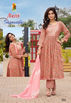 Impossible by master reyon foil print designer kurti pant and dupatta catalogue at affordable rate kurti pant with dupatta Catalogs