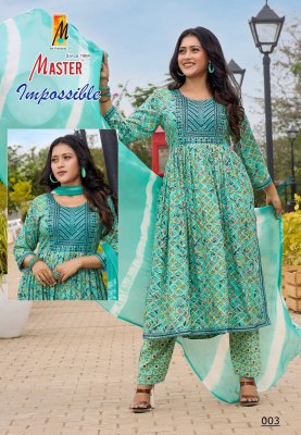 Impossible by master reyon foil print designer kurti pant and dupatta catalogue at affordable rate kurti pant with dupatta Catalogs