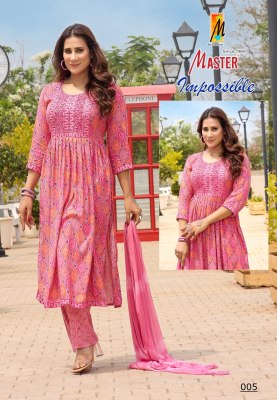 Impossible by master reyon foil print designer kurti pant and dupatta catalogue at affordable rate kurti pant with dupatta Catalogs