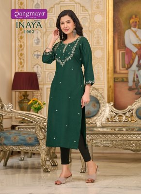 Inaya by Rangmaya fancy embroidred katha work kurti catalogue at low rate kurtis catalogs