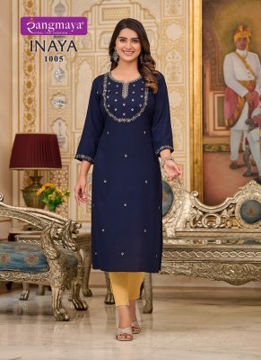 Inaya by Rangmaya fancy embroidred katha work kurti catalogue at low rate kurtis catalogs