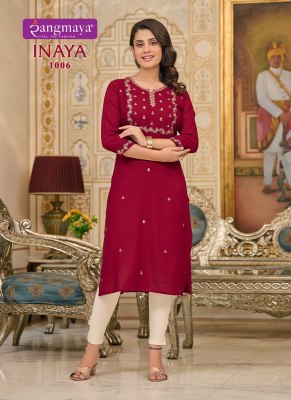 Inaya by Rangmaya fancy embroidred katha work kurti catalogue at low rate kurtis catalogs