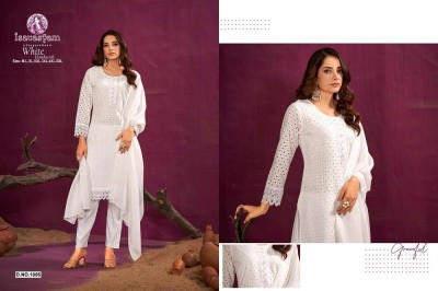 Isavasyam Corporation White Handwork Pure Cotton Chikan Work Festival Collection Wholesale Kurti catalogue  readymade suit catalogs