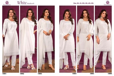 Isavasyam Corporation White Handwork Pure Cotton Chikan Work Festival Collection Wholesale Kurti catalogue  readymade suit catalogs