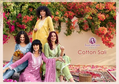 Isavasyam corporation by cotton sali designer lucknowi embroidered readymade suit catalogue at wholesale price  readymade suit catalogs