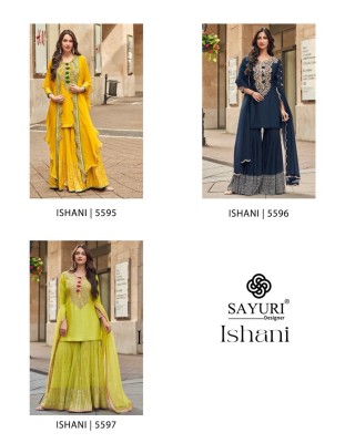 Ishani by Sayuri Designer Premium silk Fancy Sharara Suit Catalogue at low rate fancy sharara suit Catalogs