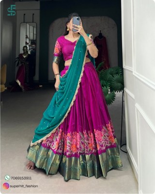Ishanni Collection Cotton Silk Lehenga Choli with Thread Embroidery And Embellished Georgette Dupatta Wholesale Single