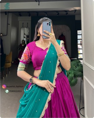 Ishanni Collection Cotton Silk Lehenga Choli with Thread Embroidery And Embellished Georgette Dupatta Wholesale lehenga choli