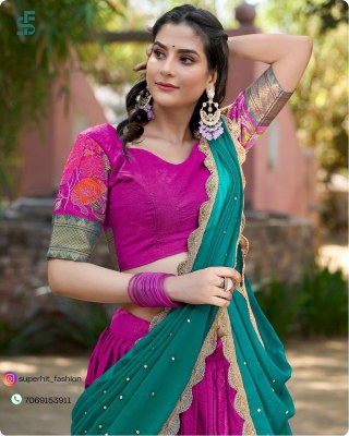 Ishanni Collection Cotton Silk Lehenga Choli with Thread Embroidery And Embellished Georgette Dupatta Wholesale lehenga choli