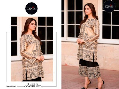 Iznik Turkish Printed Lawn Co ord Set Elegant Summer Wear Top And Bottom Printed Wholesale co ord set catalogs