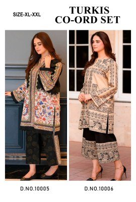 Iznik Turkish Printed Lawn Co ord Set Elegant Summer Wear Top And Bottom Printed Wholesale co ord set catalogs