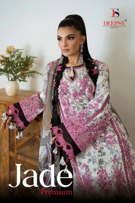 Jade Premium Deepsy Suits Heavy Self Embroidered Cotton with Chiffon Print Dupatta for Bulk Wholesale wholesale catalogs