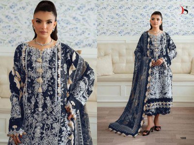 Jade Premium Deepsy Suits Heavy Self Embroidered Cotton with Chiffon Print Dupatta for Bulk Wholesale dress material catalogs