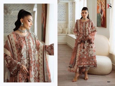 Jade Premium Deepsy Suits Heavy Self Embroidered Cotton with Chiffon Print Dupatta for Bulk Wholesale dress material catalogs