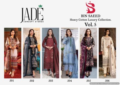 Jade by bin saeed vol 5 Heavy lawn cotton dress material catalogue pakistani suit catalogs