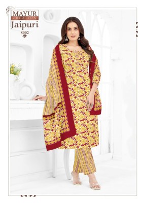 Jaipuri Vol 8 by Mayur Pure cotton printed fancy kurti pant and dupatta catalogue at low rate Mayur Kurti