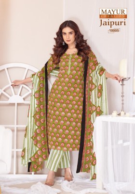 Jaipuri vol 10 by Mayur pure Cotton printed ready to wear suit catalogue in low range readymade suit catalogs