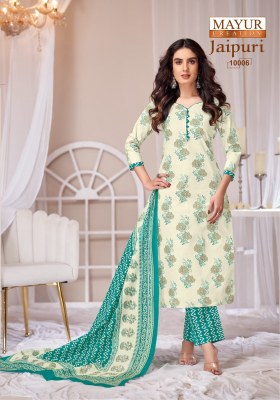 Jaipuri vol 10 by Mayur pure Cotton printed ready to wear suit catalogue in low range readymade suit catalogs