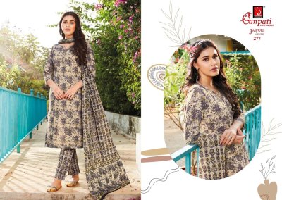 Jaipuri vol 12 by Ganpati Pure cotton printed fancy kurti pant and dupatta catalogue at low price readymade suit catalogs