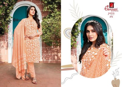 Jaipuri vol 12 by Ganpati Pure cotton printed fancy kurti pant and dupatta catalogue at low price readymade suit catalogs