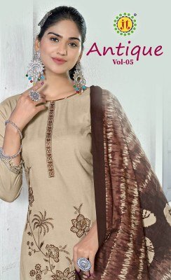 Jamatmal Tilokchand Antique 5 Unstitched Dress Material set  crafted from rayon fabric with sequence embroidery work  lace  printed bottom  and matchi dress material catalogs