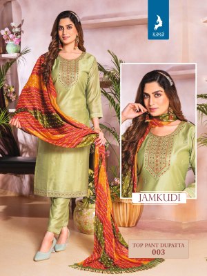 Jamkudi by kaya chanderi silk thread work readymade suit catalogue at low rate readymade suit catalogs