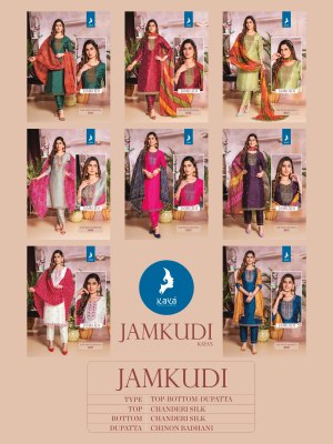 Jamkudi by kaya chanderi silk thread work readymade suit catalogue at low rate readymade suit catalogs