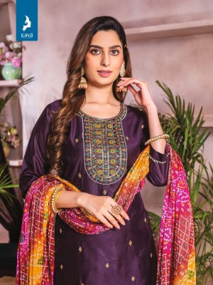 Jamkudi by kaya chanderi silk thread work readymade suit catalogue at low rate readymade suit catalogs