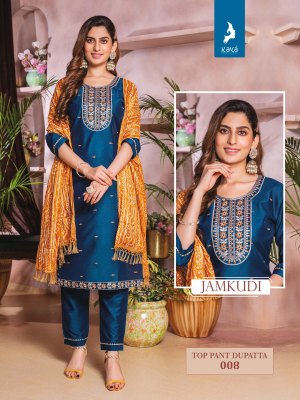 Jamkudi by kaya chanderi silk thread work readymade suit catalogue at low rate readymade suit catalogs