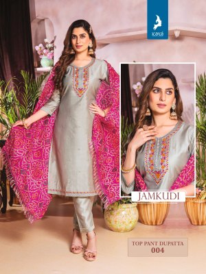 Jamkudi by kaya chanderi silk thread work readymade suit catalogue at low rate readymade suit catalogs