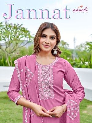 Jannat by Aanchi kurti embroidered readymade suit catalogue at affordable rate Aanchi 