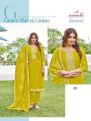 Jannat by Aanchi kurti embroidered readymade suit catalogue at affordable rate readymade suit catalogs